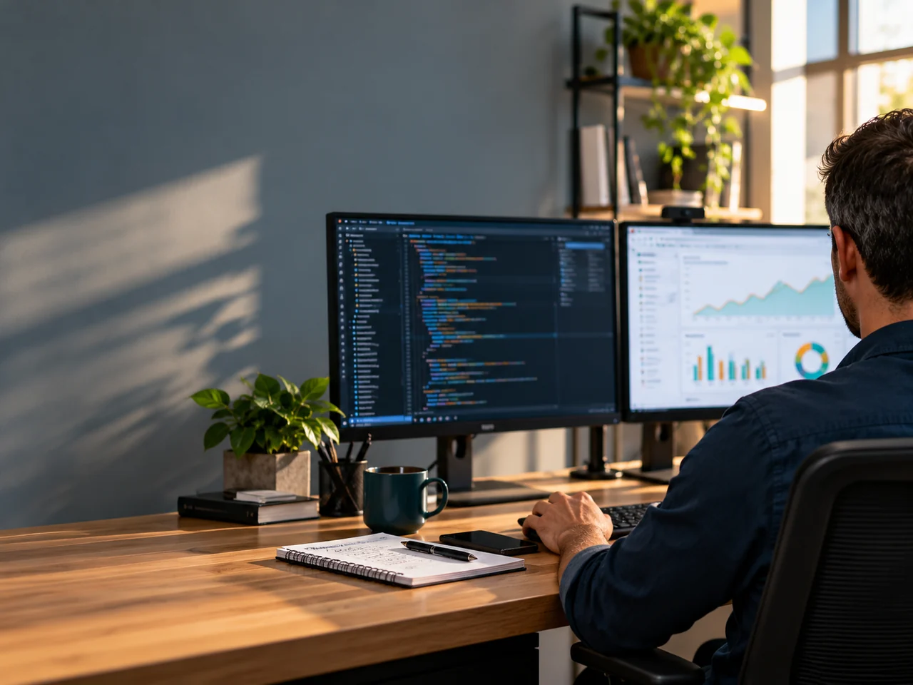 Análise técnica do código de um site em um monitor