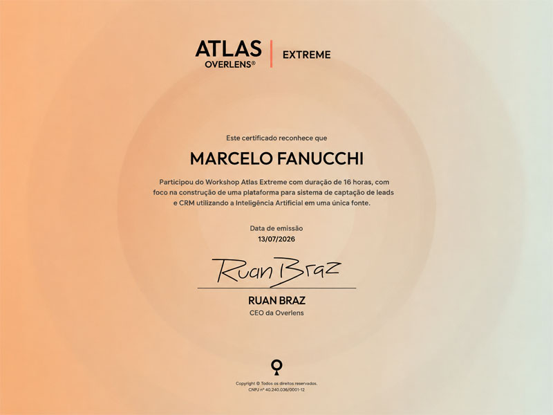 Certificado de conclusão: ATLAS Extreme